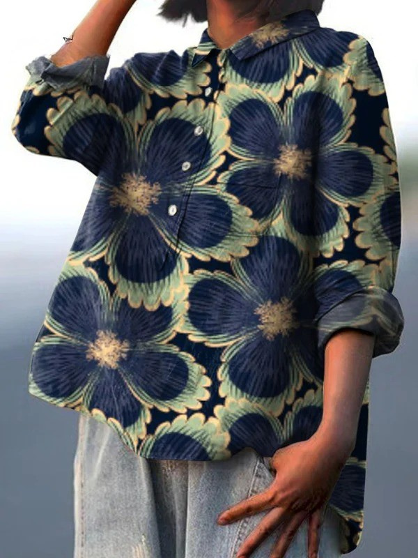 Jessica | Women's Vintage Floral Art Print Casual Shirt